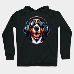 Transylvanian Hound Smiling DJ in Vivid Japanese Art Hoodie